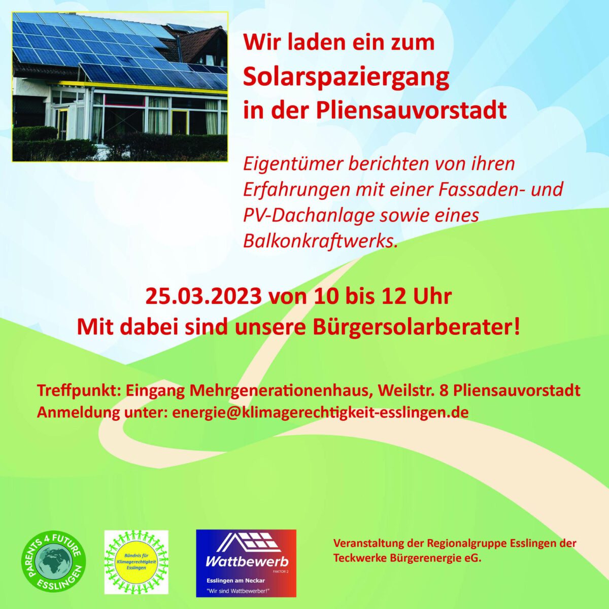 Solarspaziergang Pliensauvorstadt am Samstag 25.3. 10-12 Uhr